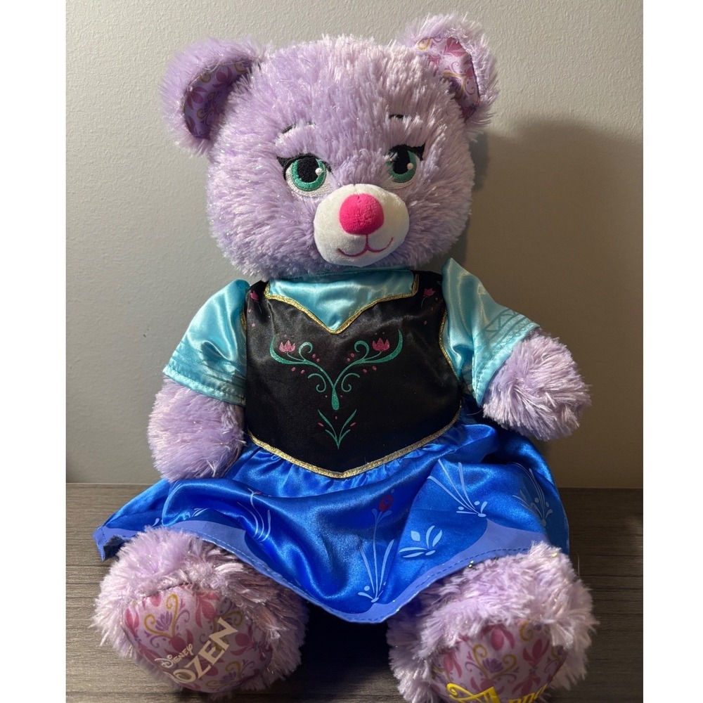 Build a Bear Disney Frozen Anna Purple Sparkle Plush Bear with Coronation‎ Dress